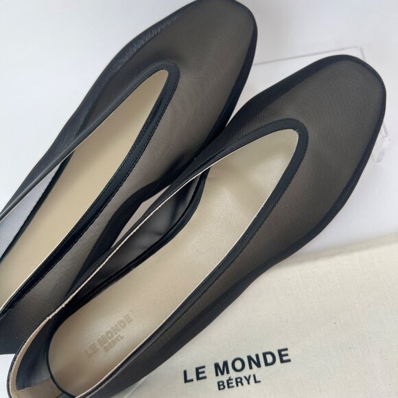 Le Monde Beryl Luna Mesh Slippers Black Ballet Flats Women Size 41 - Picture 8 of 15